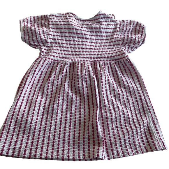 Zara  Girls Short Sleeve Textured Stripe Ruffled Trim Neck Dress 12-18  Months - Picture 2 of 4